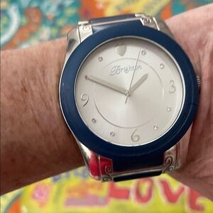 Brighton EUC cobalt blue/silver working large faced Brooklyn watch. With case.